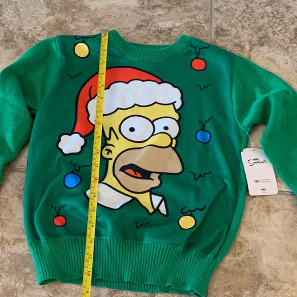Simpsons XS 4-5 Homer Christmas Festive Green Kids Sweater holiday shirt - Picture 8 of 12